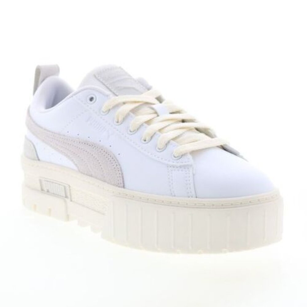 PUMA Womens Mayze Perforated Logo Platform Sneakers Shoes - White